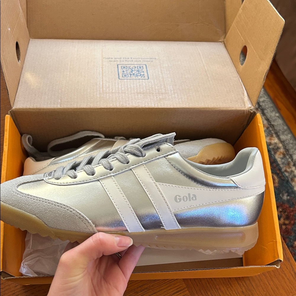 Silver metallic gold sneakers